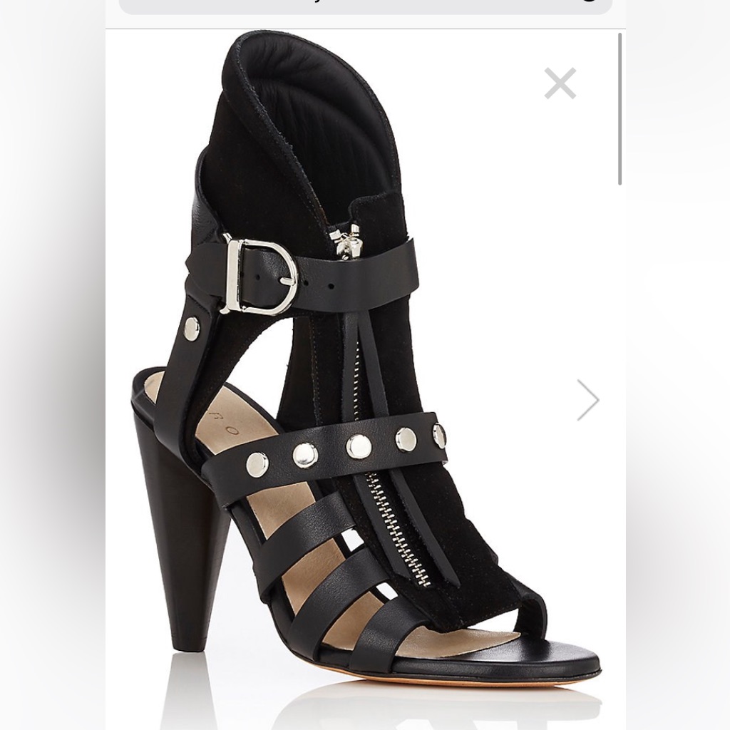 Iro Black Strappy Studded Zip-Heel Sandals